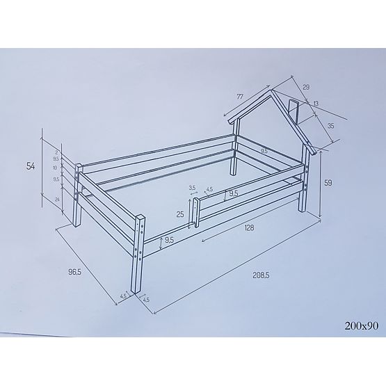 Ollie SCANDI gyerekágy házikó formával - fehér-természetes