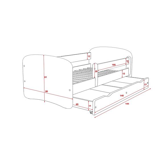 OURBABY gyerekágy leesésgátlóval - bocik - fehér
