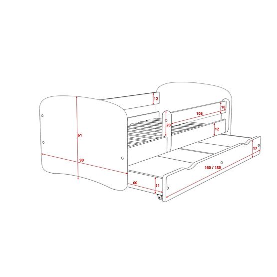 OURBABY gyerekágy leesésgátlóval - dió és fehér