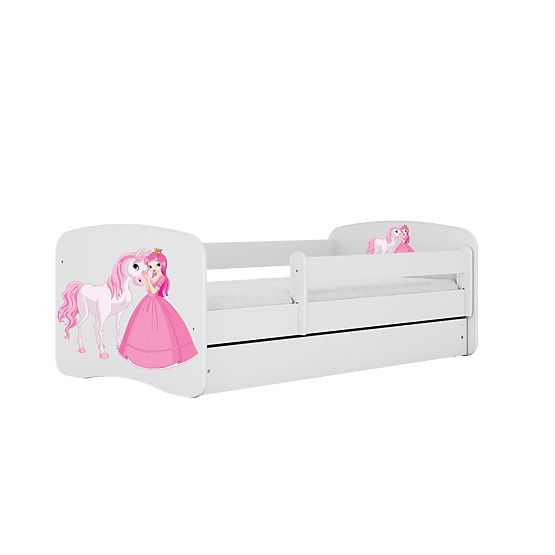 Gyerekágy leesésgátlóval Ourbaby - Hercegnő lovacskával - fehér
