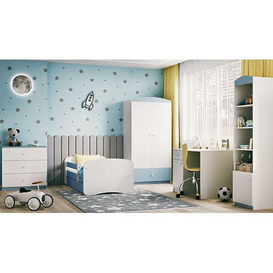 Gyerekágy leesésgátlóval Ourbaby - kék-fehér