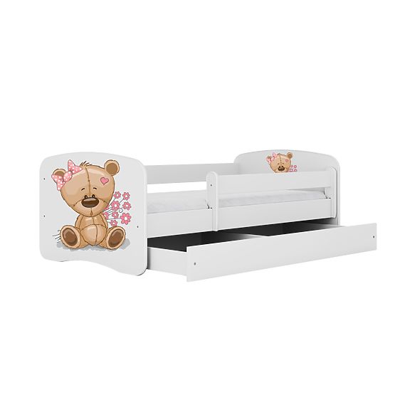 Gyerekágy leesésgátlóval Ourbaby - Maci - fehér