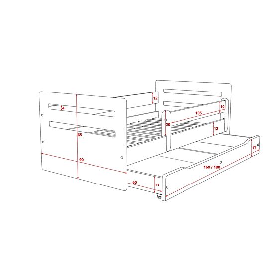 Ourbaby gyerekágy Tomi - rózsaszín
