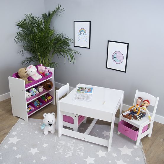 Ourbaby játékrendező rózsaszín dobozokkal