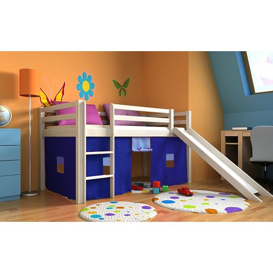Ourbaby Modo gyermek magasított ágy csúszdával - fehér