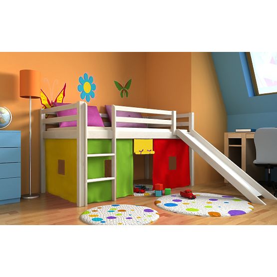 Ourbaby Modo gyermek magasított ágy csúszdával - fehér