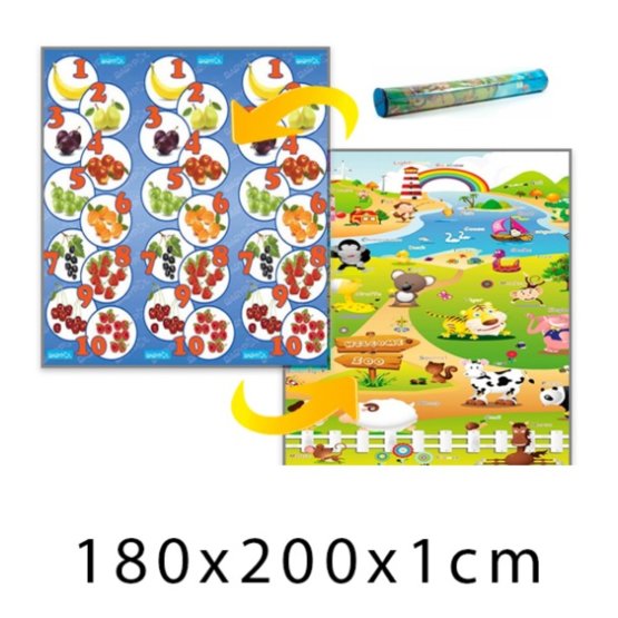 Gyerek habszivacs szőnyeg - gyümölcsös számlap + farm - 180x200x1 cm
