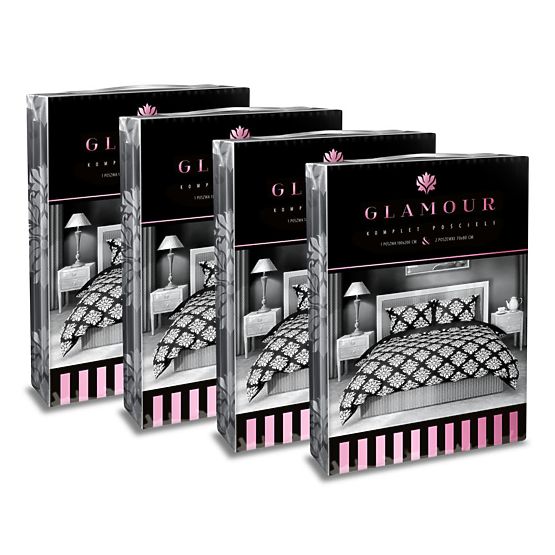 Pamut ágynemű Glamour fekete-fehér 140x200cm + 70x90cm