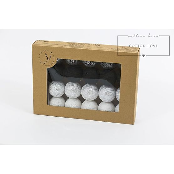 Pamut világító LED golyócskák Cotton Balls - - ezüst színű