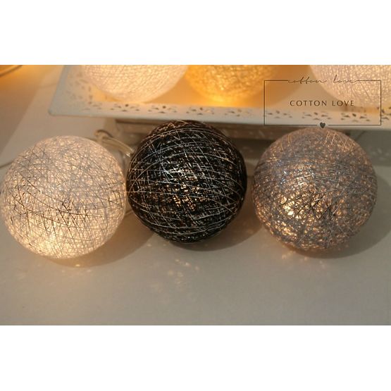 Pamut világító LED golyócskák Cotton Balls - - ezüst színű