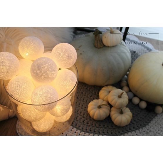 Pamut világító LED golyócskák Cotton Balls - fehér