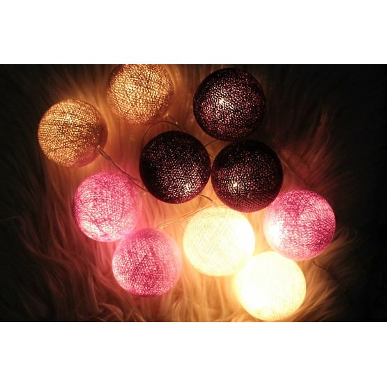 Pamut világító LED golyócskák Cotton Balls - lila
