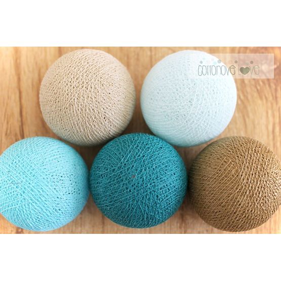 Pamut világító LED golyócskák Cotton Balls - türkiz