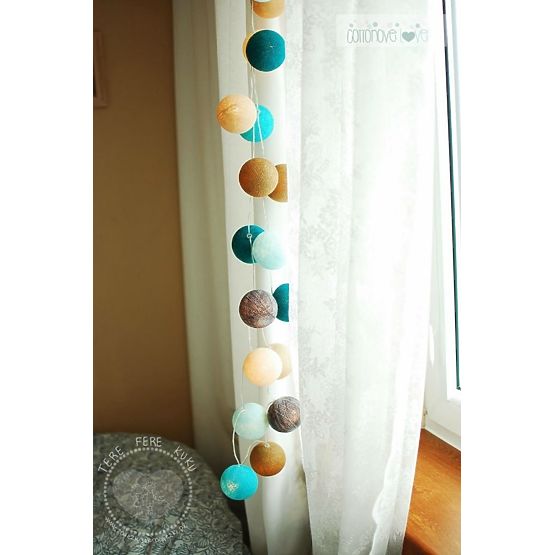 Pamut világító LED golyócskák Cotton Balls - türkiz