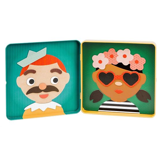 Petit Collage Mágneses puzzle Boldog arcok