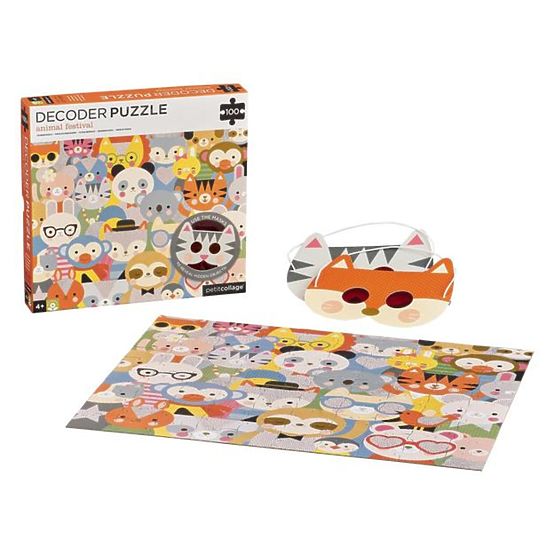 Petit Collage Puzzle állatok 100 db 3D szemüveggel