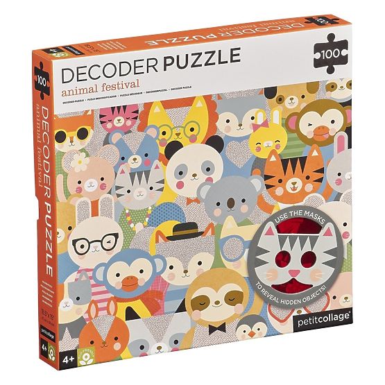 Petit Collage Puzzle állatok 100 db 3D szemüveggel