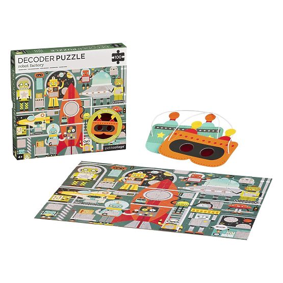 Petit Collage Puzzle robotok 100 db 3D szemüveggel