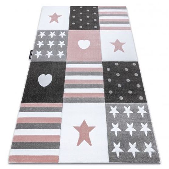 PETIT KICSI SZŐNYEG, SZÍV, CSILLAGOK, rózsaszín