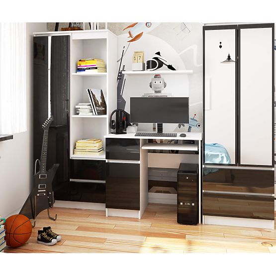 PIKSEL PK SZÁMÍTÓGÉPASZTAL FEKETE FÉNYES BALOS