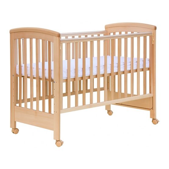 Rácsos babaágy leengedhető oldallal SCARLETT LAURA - natúr