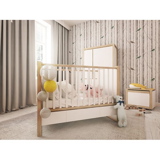 Rácsos kiságy Elegant Cream tárolóval