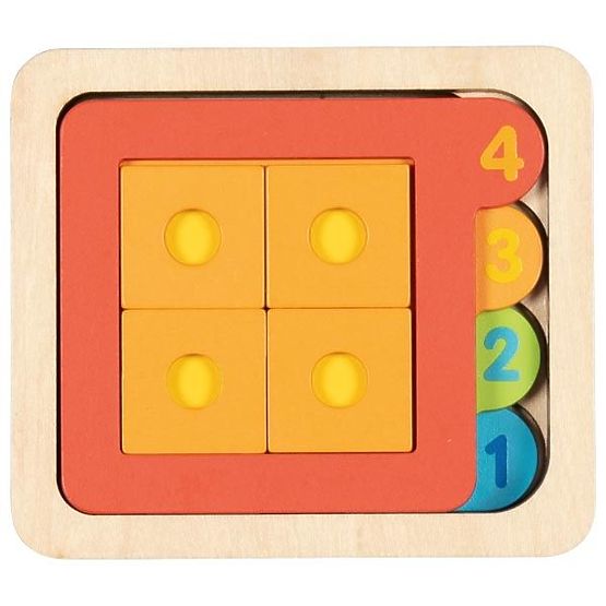 Réteges puzzle alakzatokkal és számokkal