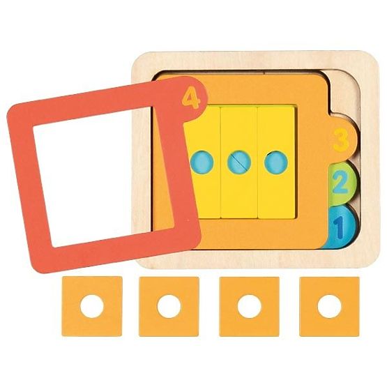 Réteges puzzle alakzatokkal és számokkal