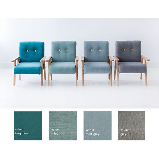 Retro gyerekfotel Velour - menta