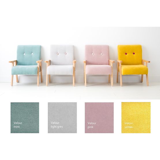 Retro gyerekfotel Velour - világosszürke