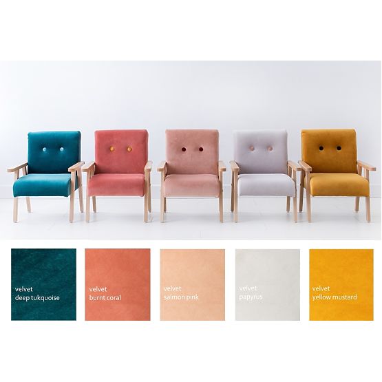 Retro gyerekfotel Velvet - lazac