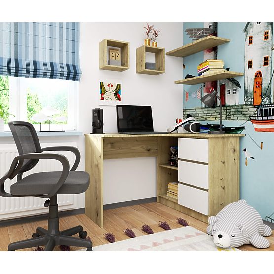 SAROK ÍRÓASZTAL B16 CLP JOBB ARTISAN TÖLGY / FEHÉR