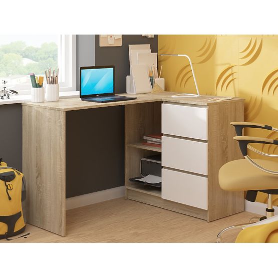 SAROK ÍRÓASZTAL B16 CLP JOBB PK SONOMA / FEHÉR