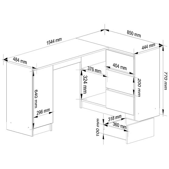 SAROK ÍRÓASZTAL B20 CLP JOBBOS SONOMA / FEHÉR