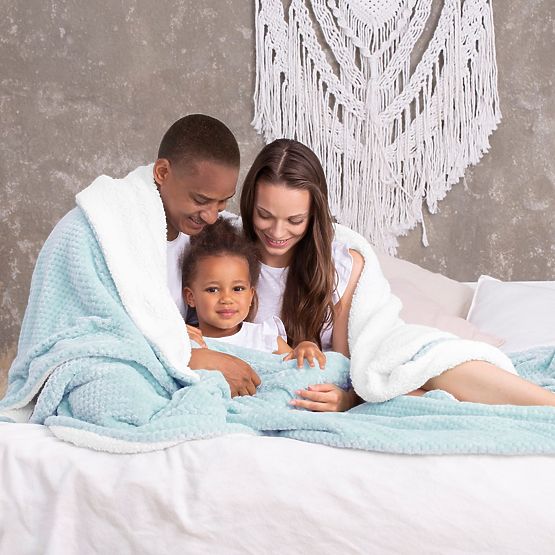 SHLEEPY kék takaró jacquard mintával, klasszikus stílus 130x180