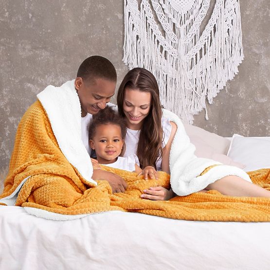 SHLEEPY narancssárga jakard dombornyomott klasszikus stílusú takaró 130x180