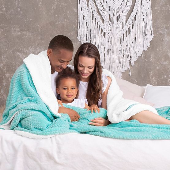 SHLEEPY takaró türkiz színben, dombornyomott zsákár, klasszikus stílus, 130x180