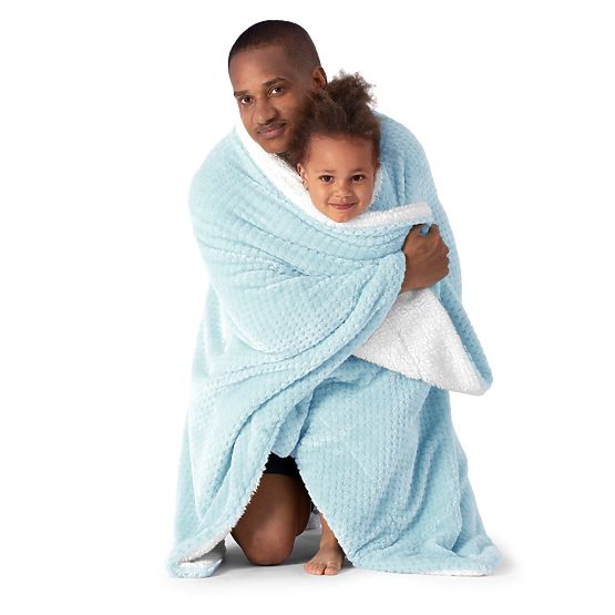 SHLEEPY takaró világoskék színben, jacquard mintával, klasszikus stílusban, 70x150