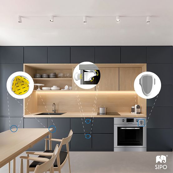 SIPO Mágneses zárak szekrényekhez és fiókokhoz - 4 db