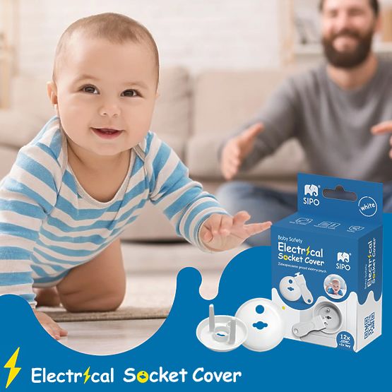 SIPO Védőburkolatok elektromos csatlakozóaljzatokhoz, fehér - 12 db