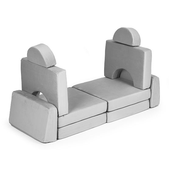 Összecsukható moduláris gyerek kanapé nagy 2 személyes DIY 10 puha párnával - szürke ECOTOYS