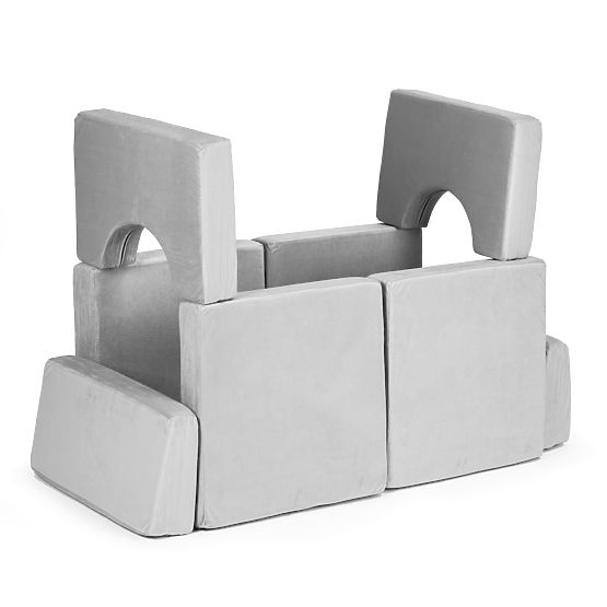 Összecsukható moduláris gyerek kanapé nagy 2 személyes DIY 10 puha párnával - szürke ECOTOYS