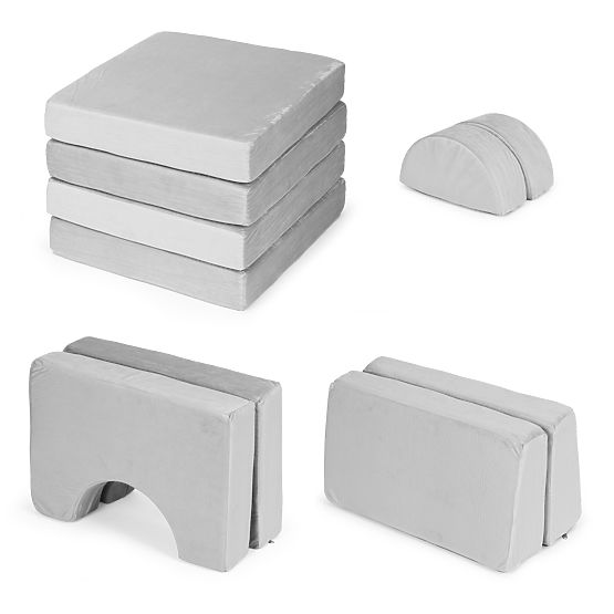 Összecsukható moduláris gyerek kanapé nagy 2 személyes DIY 10 puha párnával - szürke ECOTOYS