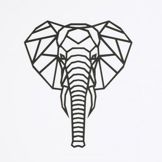Fából készült geometrikus festmény - Elefánt - különböző színekben Szín: fekete