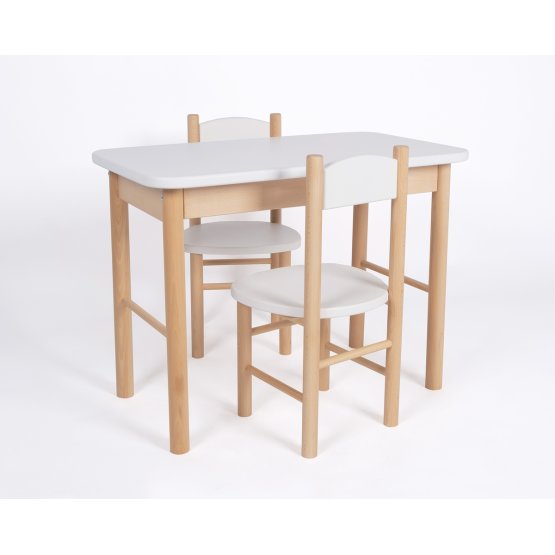 Egyszerű asztal és szék szett - fehér