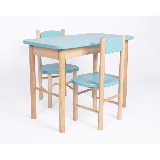 OURBABY - babakék asztal és szék szett