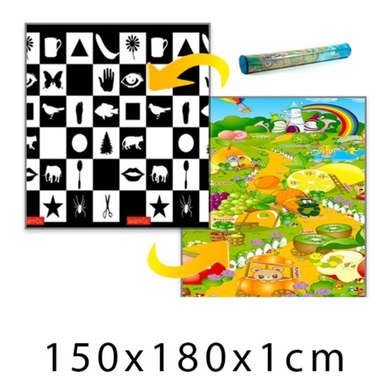 Gyerek habszivacs szőnyeg - sakktábla + gyümölcsos kert - 150x180x1 cm