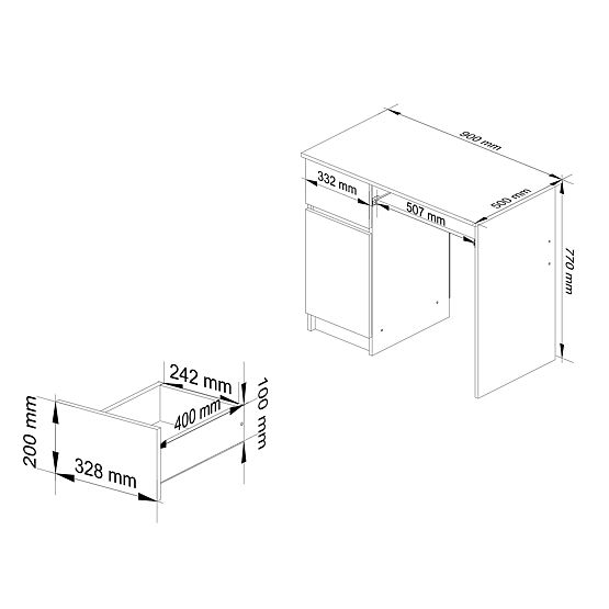 SZÁMÍTÓGÉPASZTAL 90 cm PIXEL BALOS PK SONOMA