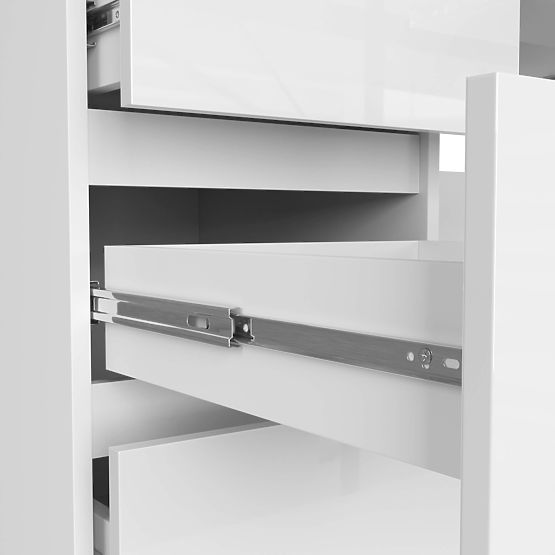 SZÁMÍTÓGÉPASZTAL A-11 135 cm 6 FIÓK FEHÉR / FEHÉR FÉNYES