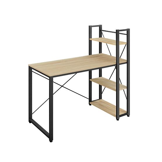 Számítógépasztal polccal és állítható lábakkal sonoma tölgy